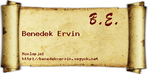 Benedek Ervin névjegykártya